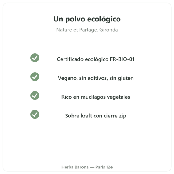 Polvo extrafino de psyllium ecológico 300 g – Nature et Partage calidad Paris Herba Barona
