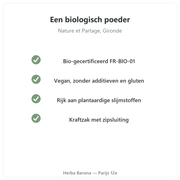 Biologisch extra fijn psylliumpoeder 300 g – Nature et Partage kwaliteit Paris Herba Barona