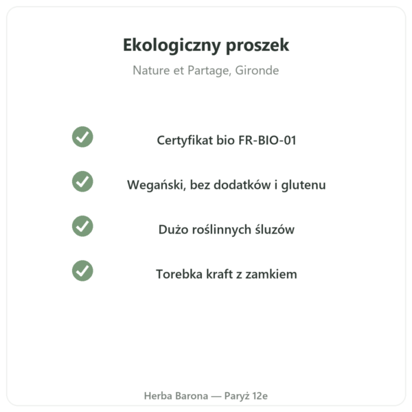 Ekologiczny ekstra drobny proszek z psyllium 300 g – Nature et Partage jakość Paris Herba Barona