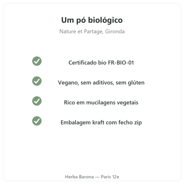 Pó extrafino de psyllium biológico 300 g – Nature et Partage qualidade Paris Herba Barona
