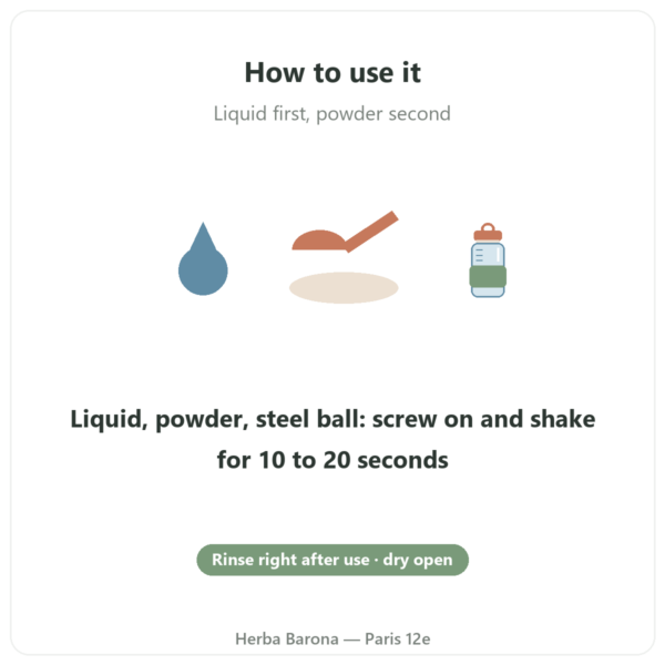 Nutripure Shaker 600 ml with stainless steel ball how to use Paris Herba Barona