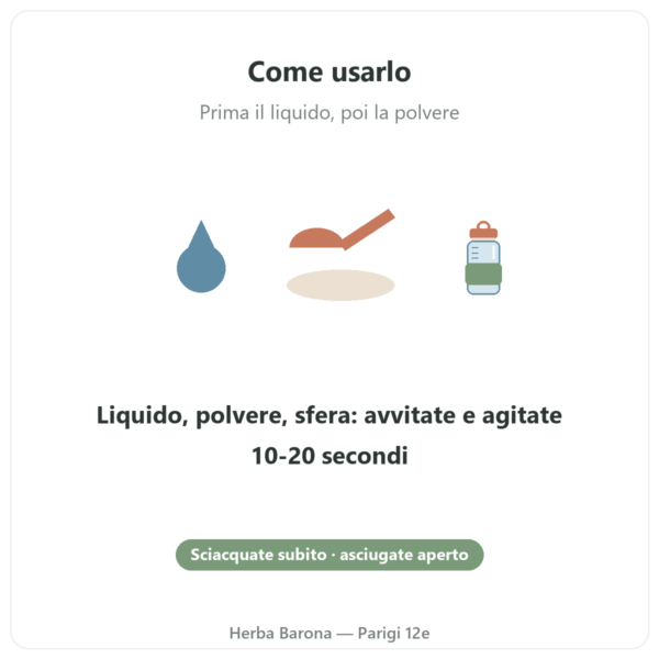 Shaker Nutripure 600 ml con sfera in acciaio inox modalità d'uso Paris Herba Barona