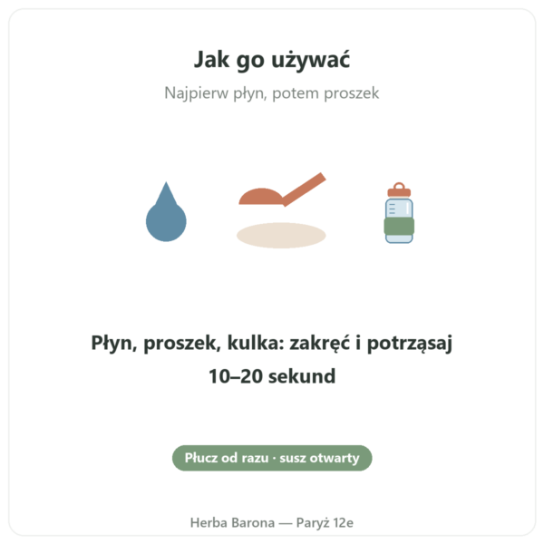 Shaker Nutripure 600 ml z kulką ze stali nierdzewnej sposób użycia Paris Herba Barona