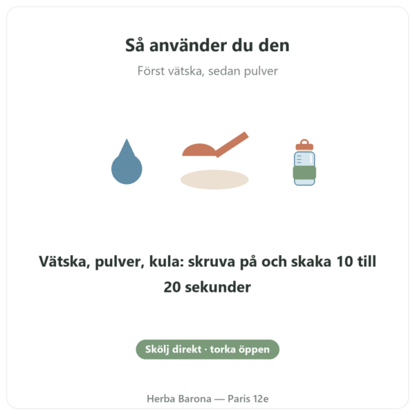 Nutripure Shaker 600 ml med kula i rostfritt stål användning Paris Herba Barona