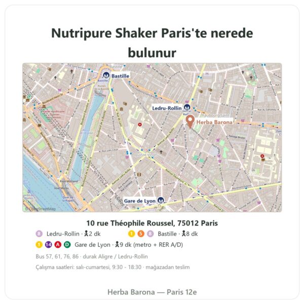 Nerede bulunur Nutripure Shaker 600 ml paslanmaz çelik toplu - Herba Barona Paris