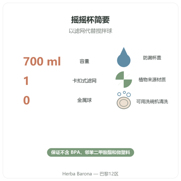 Dynveo 运动摇摇杯 700 毫升 简要 Paris Herba Barona