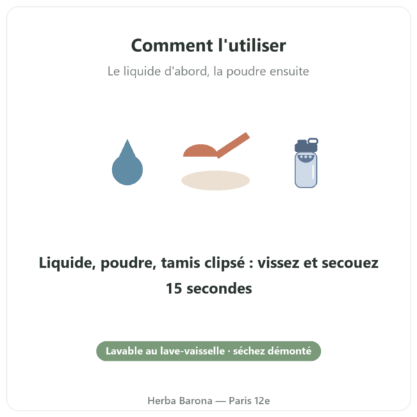 Shaker sport Dynveo 700 ml mode d'emploi Paris Herba Barona