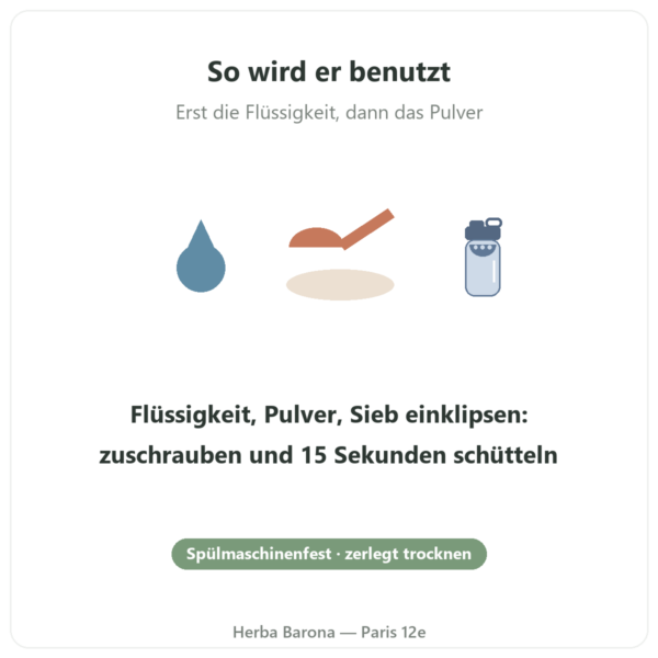 Dynveo Sport-Shaker 700 ml Anwendung Paris Herba Barona