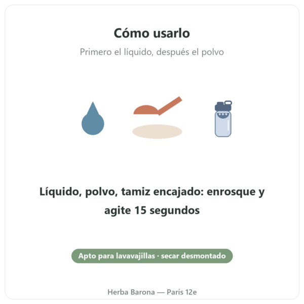 Shaker deportivo Dynveo 700 ml modo de empleo Paris Herba Barona