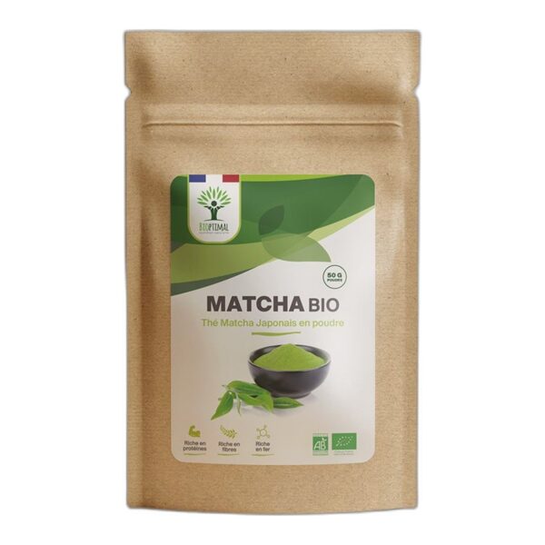 Thé Matcha bio Bioptimal en poudre japonais sachet 50 g Paris Herba Barona