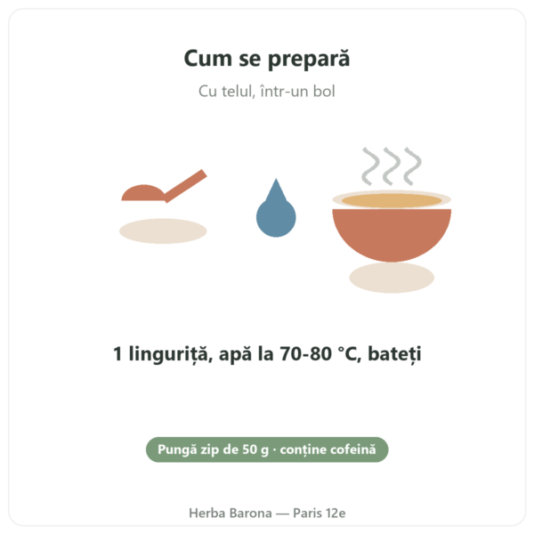 Ceai Matcha bio pudră 50 g – Bioptimal preparare Paris Herba Barona