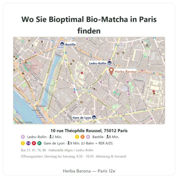 Wo finden Bio-Matcha-Tee Pulver 50 g – Bioptimal - Herba Barona Paris