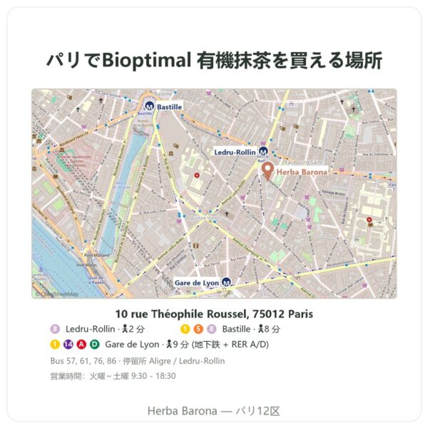 購入できる場所 有機抹茶パウダー 50g – Bioptimal - Herba Barona Paris