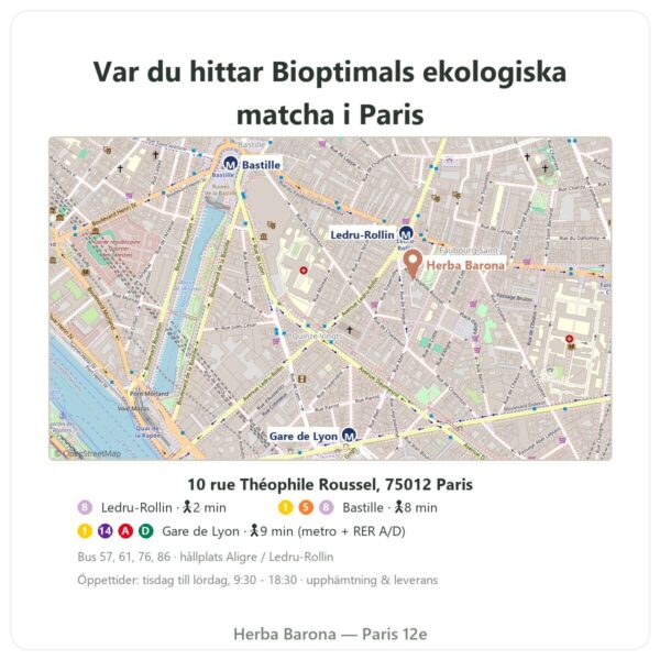 Var hittar man Ekologiskt matchate pulver 50 g – Bioptimal - Herba Barona Paris