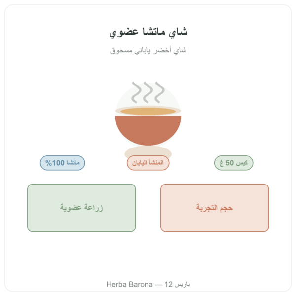 شاي ماتشا عضوي مسحوق 50 غ – Bioptimal تقديم Paris Herba Barona