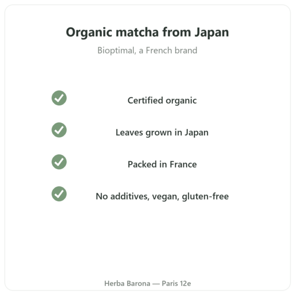 Organic Matcha Tea Powder 50 g – Bioptimal quality Paris Herba Barona