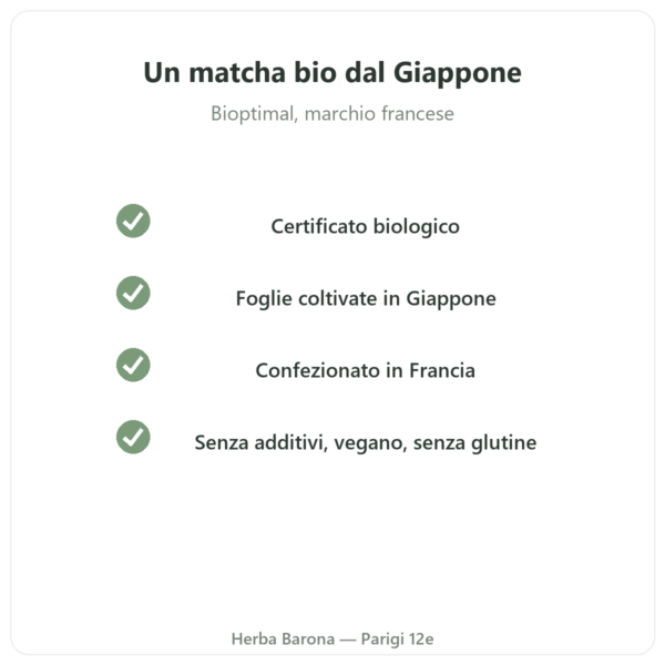 Tè Matcha biologico in polvere 50 g – Bioptimal qualità Paris Herba Barona