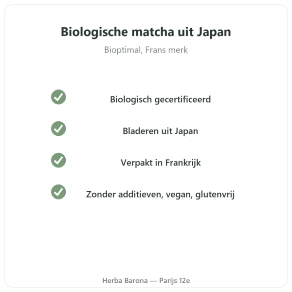 Biologische matcha-thee poeder 50 g – Bioptimal kwaliteit Paris Herba Barona