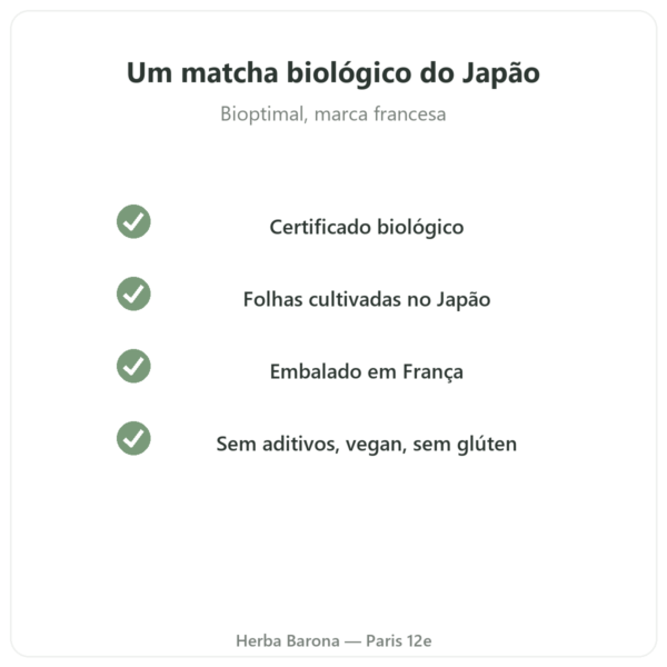 Chá Matcha biológico em pó 50 g – Bioptimal qualidade Paris Herba Barona