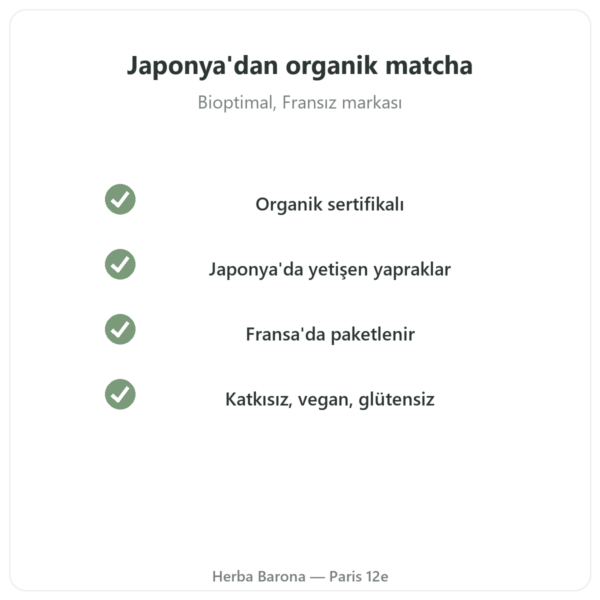 Organik Matcha Çayı Toz 50 g – Bioptimal kalite Paris Herba Barona