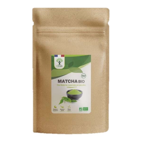 Thé Matcha Japonais bio en poudre Bioptimal 100 % Camellia sinensis sachet 400 g Paris Herba Barona