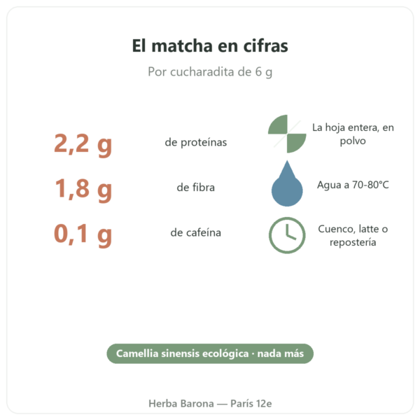 Té matcha japonés ecológico en polvo 400 g – Bioptimal cifras Paris Herba Barona