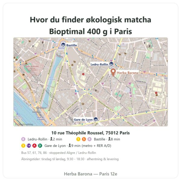 Hvor finder man Japansk økologisk matcha-te pulver 400 g – Bioptimal - Herba Barona Paris