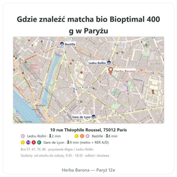 Gdzie kupić Japońska herbata matcha bio w proszku 400 g – Bioptimal - Herba Barona Paris