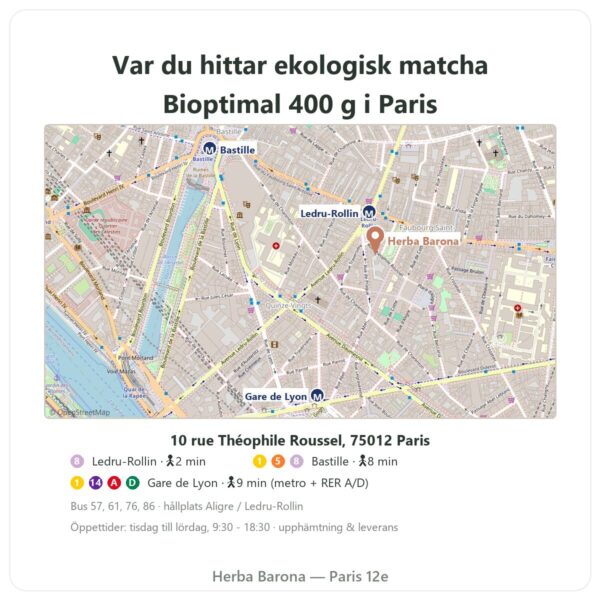 Var hittar man Japanskt ekologiskt matchate pulver 400 g – Bioptimal - Herba Barona Paris