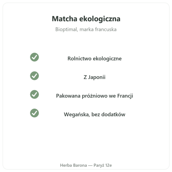 Japońska herbata matcha bio w proszku 400 g – Bioptimal jakość Paris Herba Barona