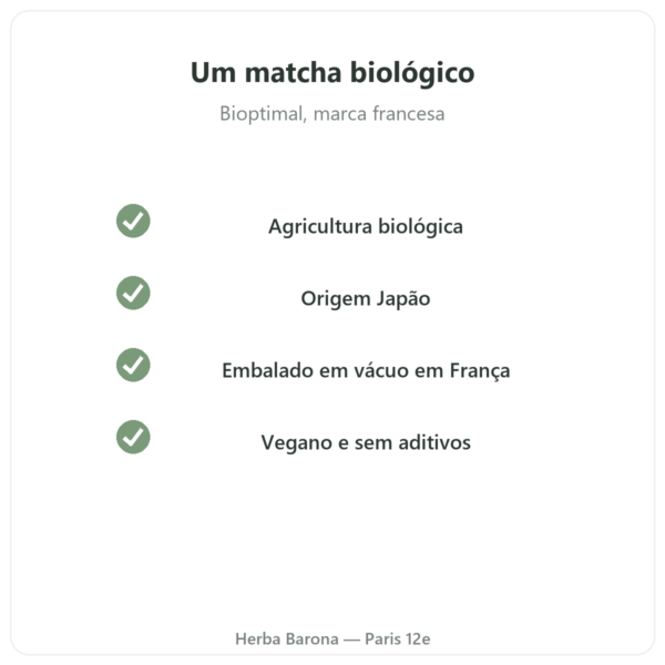 Chá matcha japonês biológico em pó 400 g – Bioptimal qualidade Paris Herba Barona