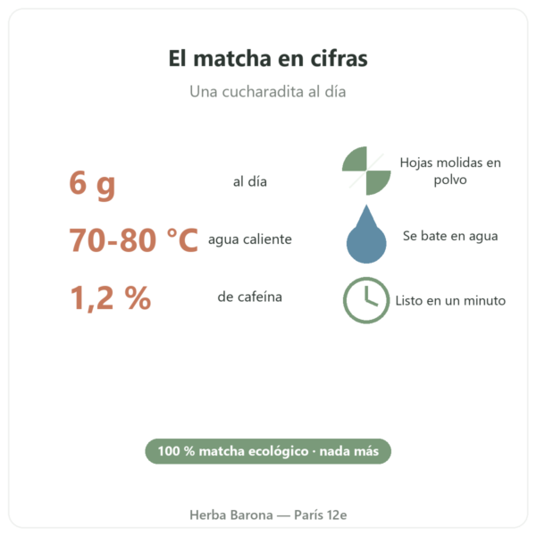 Té matcha japonés ecológico en polvo 150 g – Bioptimal en cifras Paris Herba Barona
