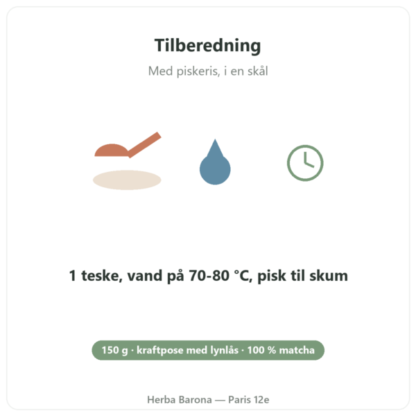 Økologisk japansk matcha-te pulver 150 g – Bioptimal tilberedning Paris Herba Barona