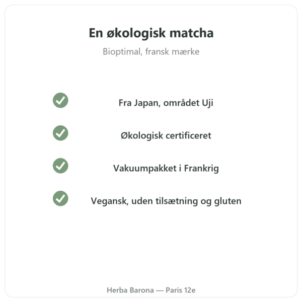 Økologisk japansk matcha-te pulver 150 g – Bioptimal økologisk kvalitet Paris Herba Barona