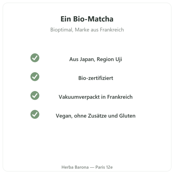 Bio Matcha-Tee aus Japan, Pulver 150 g – Bioptimal Bio-Qualität Paris Herba Barona