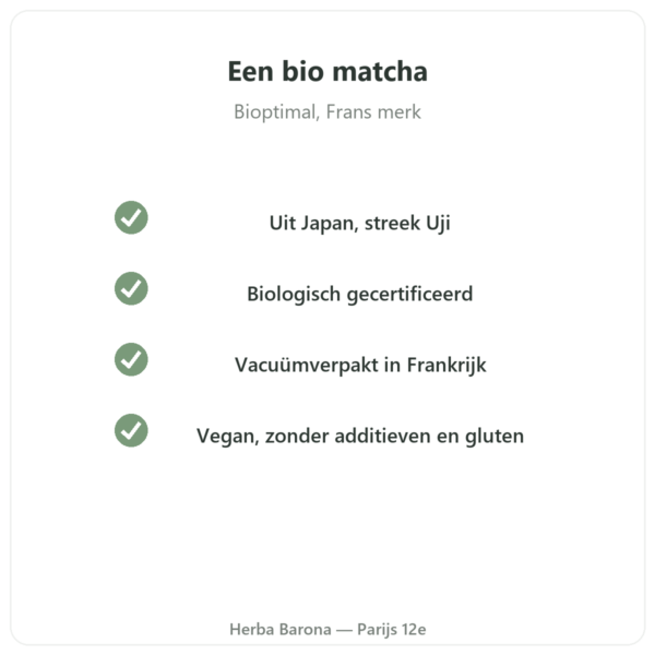 Biologische Japanse matcha-thee poeder 150 g – Bioptimal biologische kwaliteit Paris Herba Barona