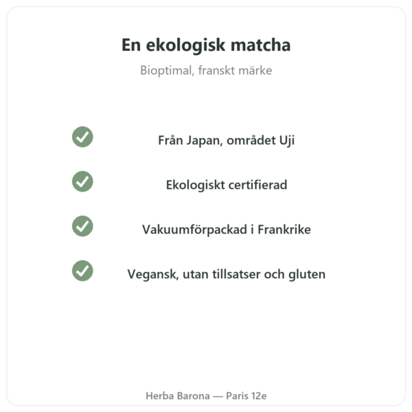 Ekologiskt japanskt matchate pulver 150 g – Bioptimal ekologisk kvalitet Paris Herba Barona