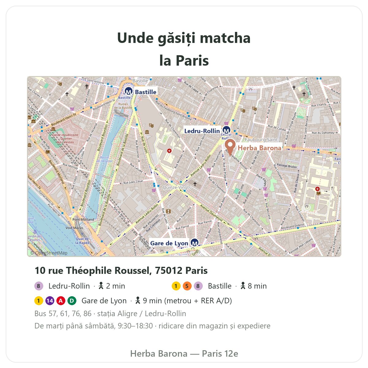 Matcha la Paris: harta magazinului Herba Barona Paris 12e