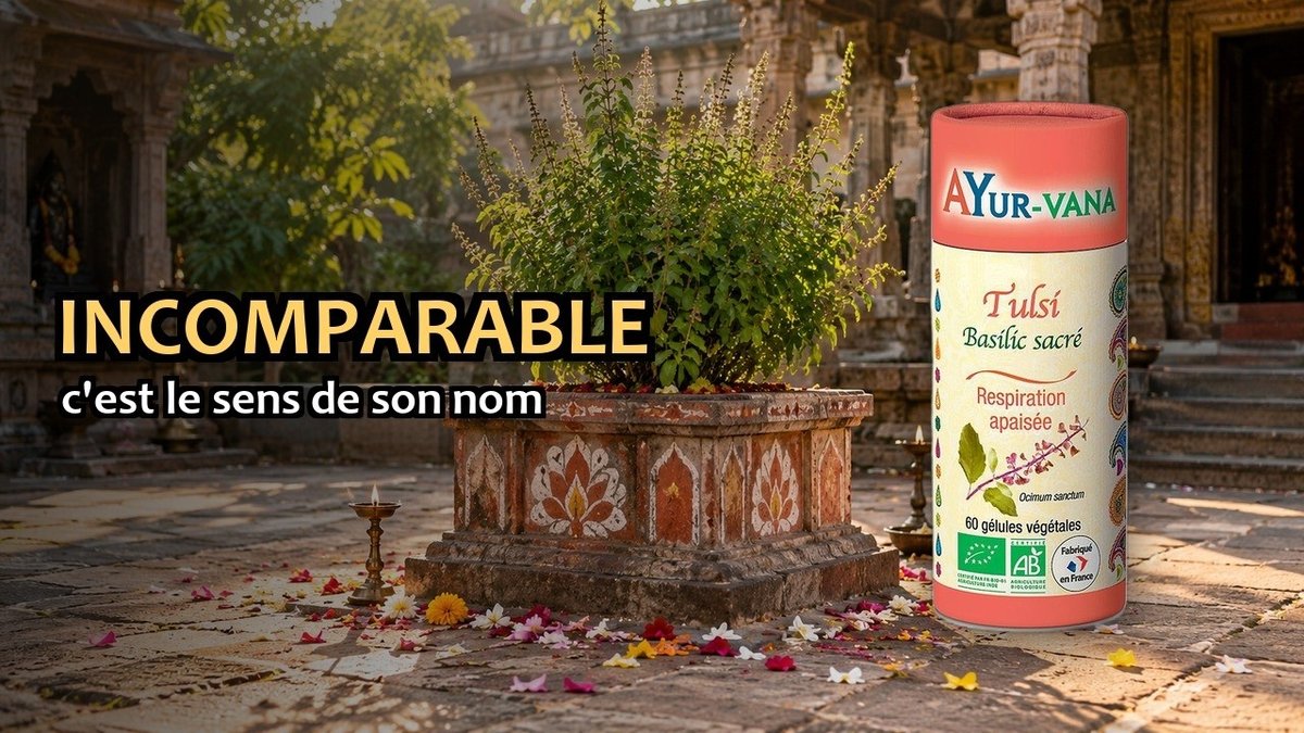 Vidéo Tulsi extrait Ayur-vana Tulsi Extrait Bio (basilic sacré) 60 gélules Ayur-vana Paris Herba Barona
