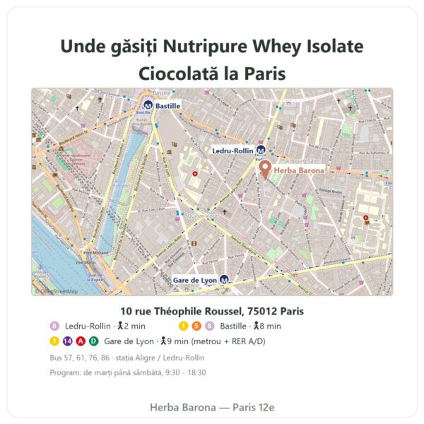 Unde găsiți Whey Isolate Ciocolată Nutripure 750 g - Herba Barona Paris