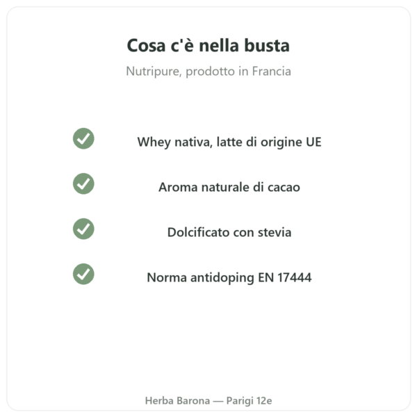Whey Isolate Cioccolato Nutripure 750 g qualità Paris Herba Barona