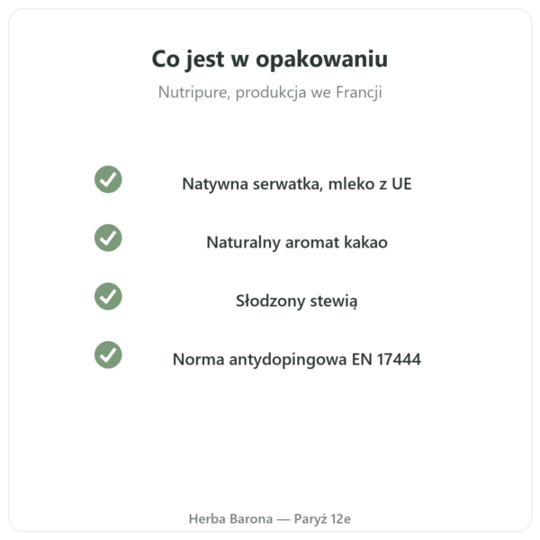 Whey Isolate Czekolada Nutripure 750 g jakość Paris Herba Barona