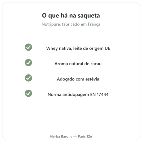 Whey Isolate Chocolate Nutripure 750 g qualidade Paris Herba Barona