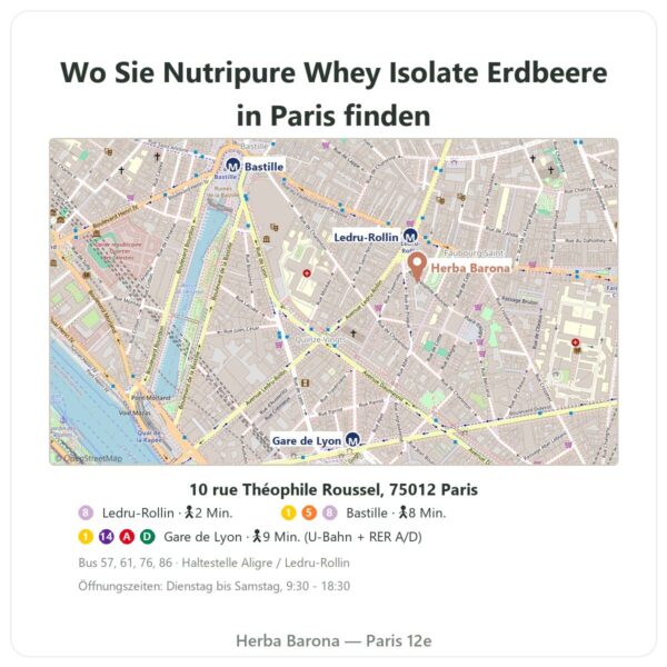 Wo finden Whey Isolate Erdbeere Nutripure 750 g - Herba Barona Paris
