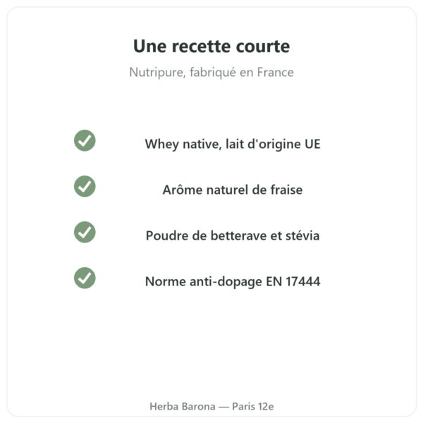 Whey Isolate Fraise Nutripure 750 g qualité Paris Herba Barona