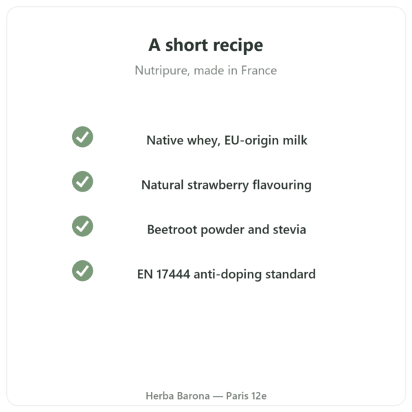 Whey Isolate Strawberry Nutripure 750 g quality Paris Herba Barona