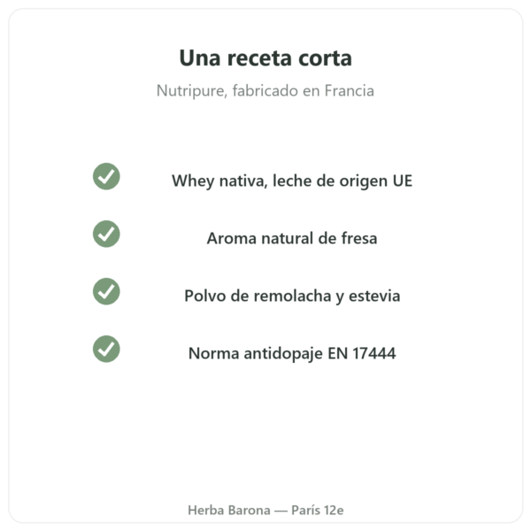 Whey Isolate Fresa Nutripure 750 g calidad Paris Herba Barona