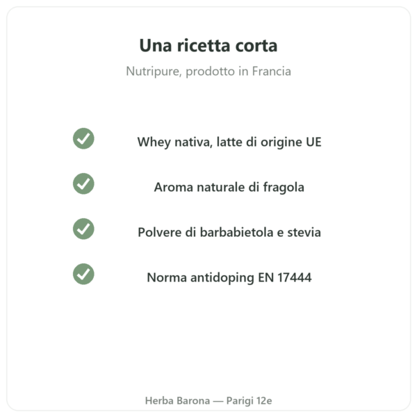 Whey Isolate Fragola Nutripure 750 g qualità Paris Herba Barona