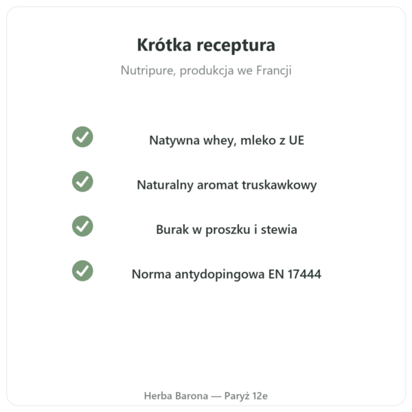 Whey Isolate Truskawka Nutripure 750 g jakość Paris Herba Barona