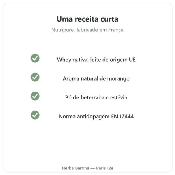 Whey Isolate Morango Nutripure 750 g qualidade Paris Herba Barona